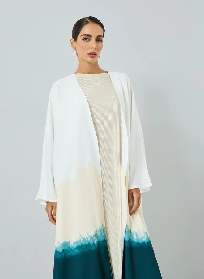 تايك تو عباية بطبعة عنبر وأكمام طويلة